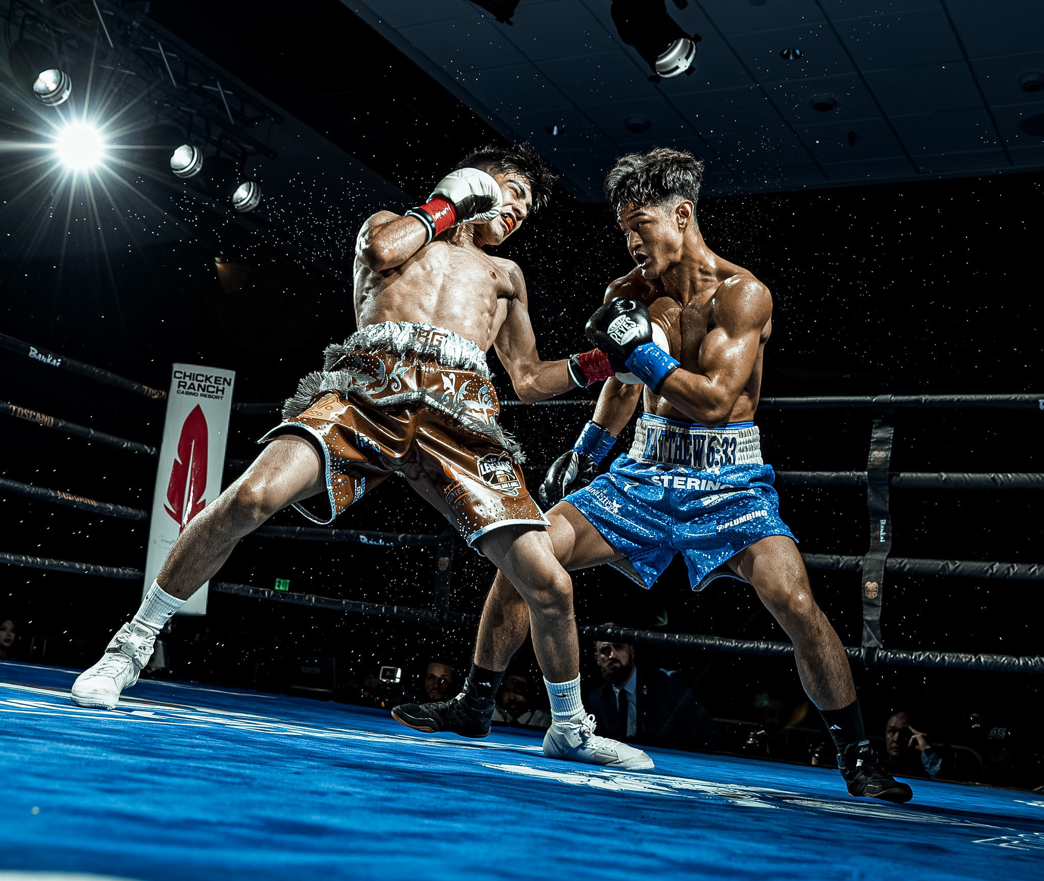 Nick Saavedra competing under arena lights
